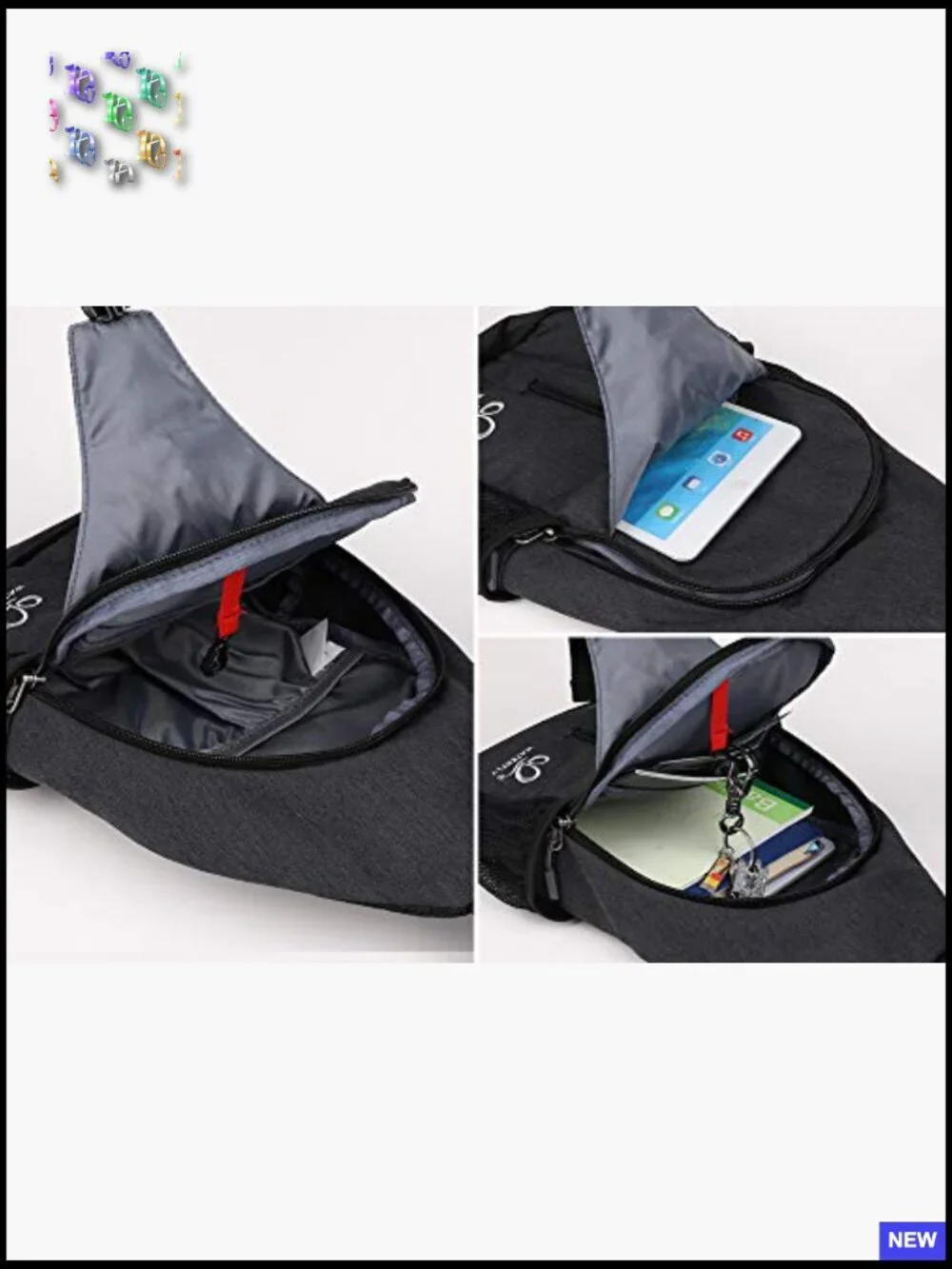 Crossbody Sling Backpack Daypack Travel Hiking Chest Bag Adjustable Strap